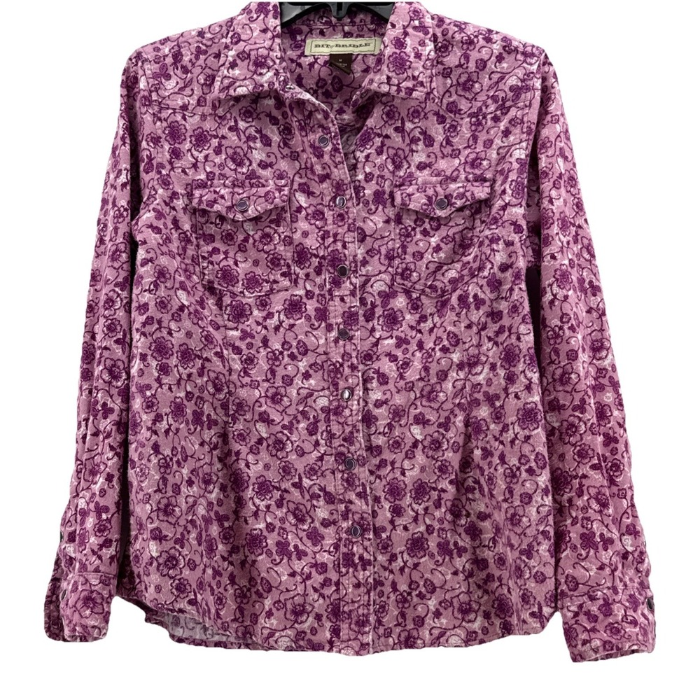 Bit‎ & Bridle Women's M Cotton Jacket/shirt Barn Chore Style Pink Flowers